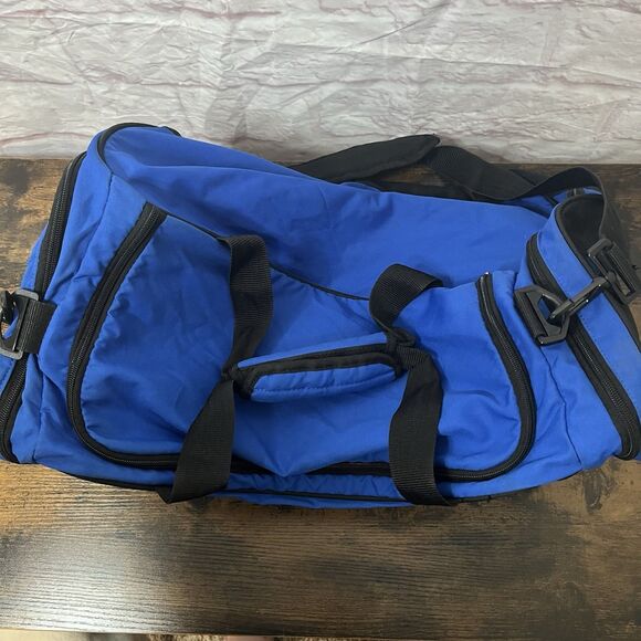 Nike Large Royal Blue & Black Gym Duffel Bag Carry-On Travel Swoosh - Picture 2 of 7